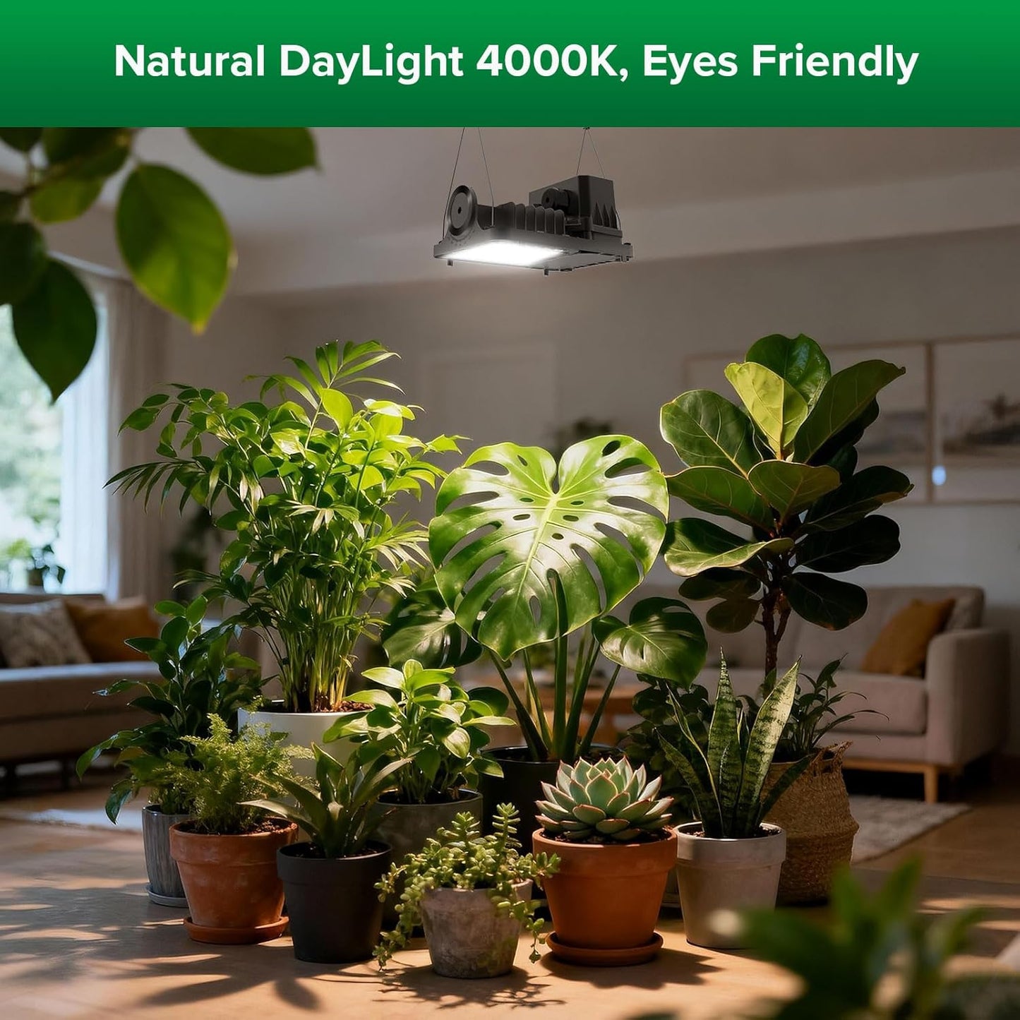 SANSI Grow Lights for Indoor Plants, 70W(500W Equiv) Full Spectrum Plant Light with Optical Lens for High PPFD, Dimmable Panel Plant Lamp with 4/8/12 Hrs Remote Control for Grow Tent Seeding Growing