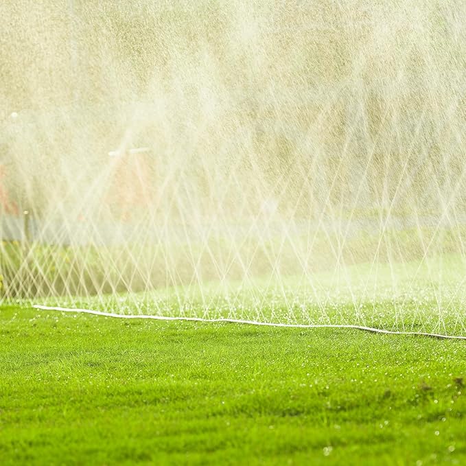 LINEX Sprinkler Soaker Hose 50 ft for Garden, Watering Hose with Holes, High-Efficiency Sprinklers System for Lawn and Garden with Staples