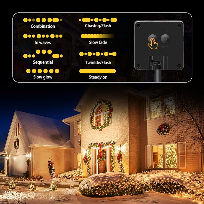 4 Pack Solar String Lights Outdoor, 400 LED Extra-Long 156Ft Solar Lights Outdoor with 8 Lighting Modes, IP65 Waterproof for Garden, Patio, Xmas, Balcony, Tree, Wedding, Party Decor (Warm)