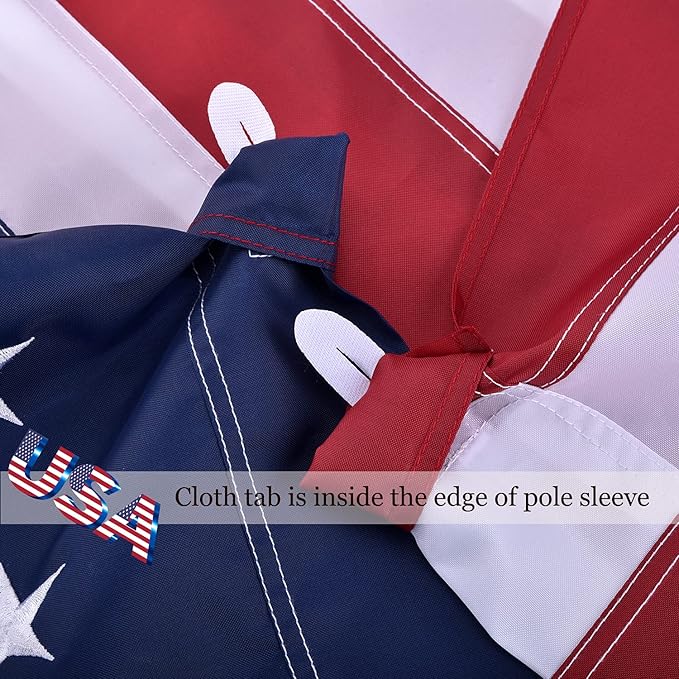 American Flag 3x5 FT Sleeve Banner Style(without Grommets), US Flag fo Outside Outdoor, Embroidered Stars, Sewn Stripes, American Flag Outdoor Heavy Duty