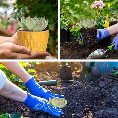 4 Inch Small Pots for Plants, 12 Pack Waffle Texture Small Plant Pots for Succulents, Plastic Planter with Drainage Holes and Saucers for Indoor Outdoor Plants, Flowers, Herbs, Seedlings, Colorful