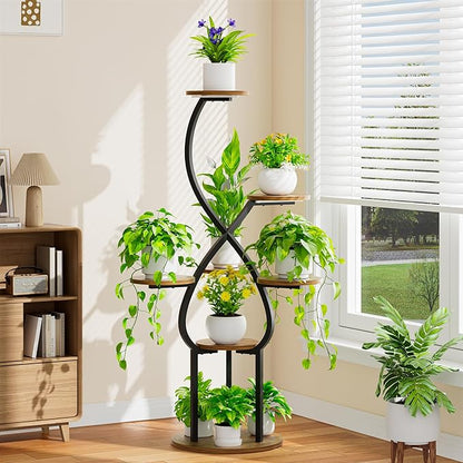 Plant Stand Indoor with Grow Lights, 5 Tiered 48" Tall Plant Shelf Indoor, Metal Indoor Plant Stand for Multiple Plants, Corner Flower Plant Holder Display Rack for Patio, Garden Decor