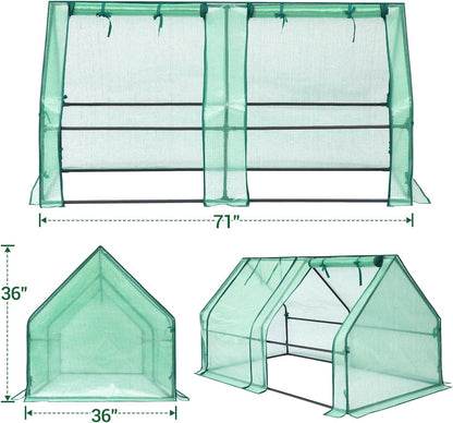 Ohuhu Portable Mini Greenhouse, 71"x36"x36" Greenhouses for Outdoors with Dual Large Zipper Doors & Ground Stakes, Waterproof & UV Protected Plastic Green House for Outside Garden Patio Backyard