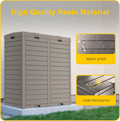 Outdoor Trash Can with lid, Waterproof, UV-Resistant Resin Garbage Can, Lockable Lid and Drip Tray, Animal-Proof, for Patio, Kitchen, Backyard and Deck (Grey, 62 Gallon)