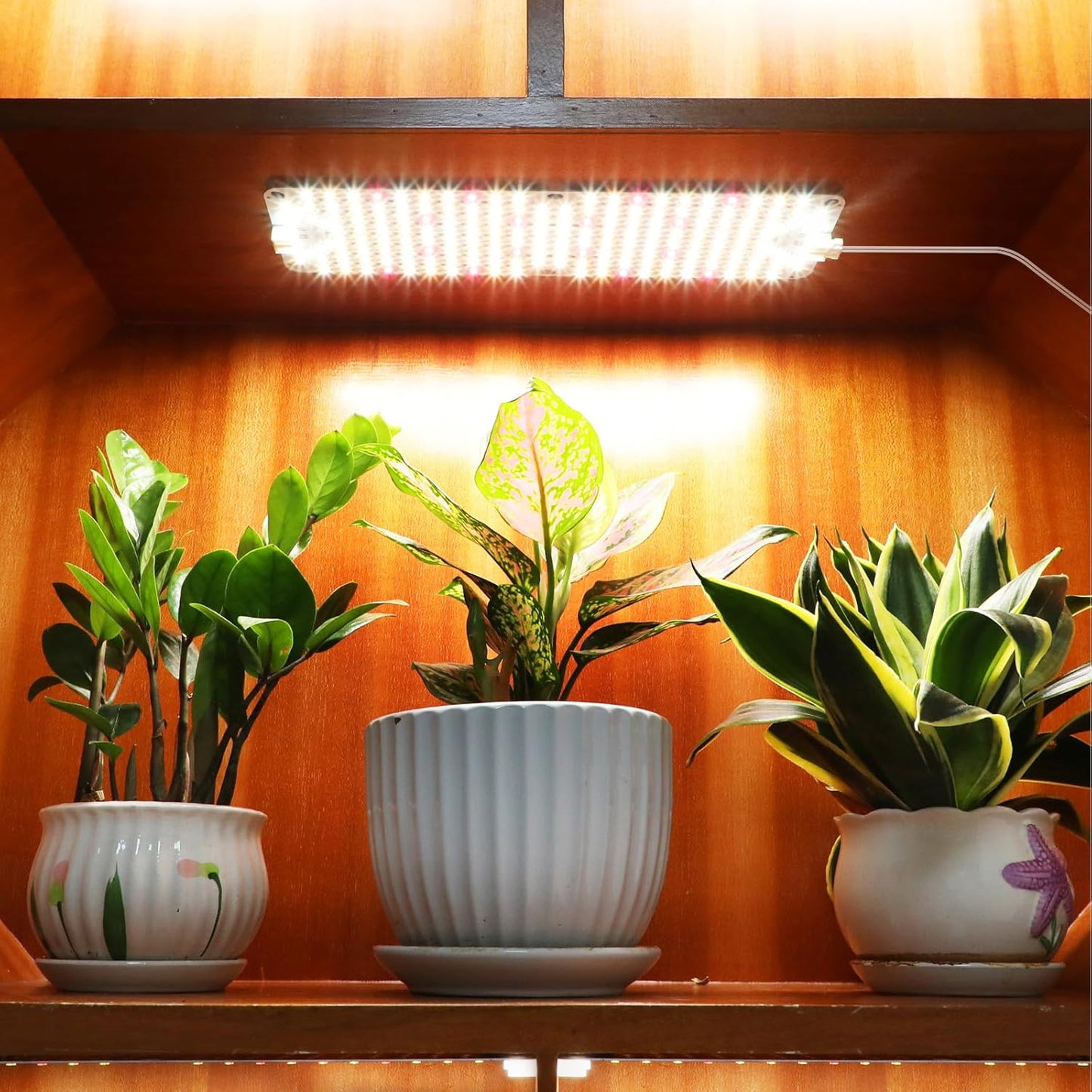 6Pack Flat Panel Grow Lights for Indoor Plants, Seed Starting, Vegetables with 4/8/12 Hr Timer, 60W Full Spectrum LED Plant Growing Lamps for Cabinet/Shelves/Greenhouse, Plug-and-Play, Connect Freely