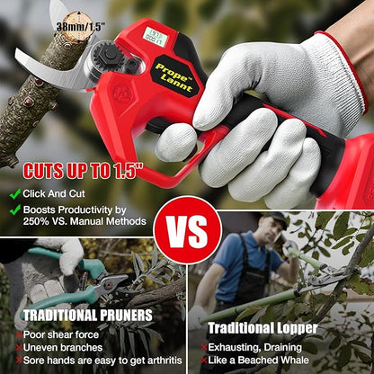 Pruning Shears for Milwaukee 18V Battery, Pruning Shears for Gardening, Cordless Motor with SK5 High-Carbon Steel Blade, 0.8-1.5" Cutting Capacity, LCD Display for Tree Pruning(No Battery)