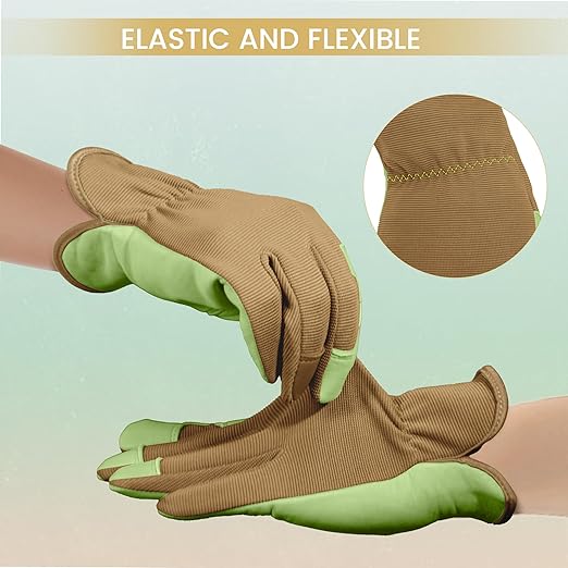 Gardening Gloves, Garden Gloves for Women and Men, Thorn Proof Working Gloves, Durable Leather Work Garden Gloves for Yard & Outdoor Work, Green, M