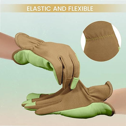 Gardening Gloves, Garden Gloves for Women and Men, Thorn Proof Working Gloves, Durable Leather Work Garden Gloves for Yard & Outdoor Work, Green, M