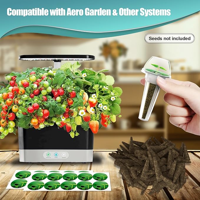 64pcs Seed Pod Kit for Aerogarden, Hydroponics Supplies for All Brands Hydroponics Growing System, Grow Anything Kit with 20 Grow Sponges, 20 PVC Labels, 12 Plant Baskets & Domes, 1pc Tweezer