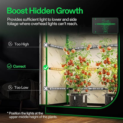 VIVOSUN Lumaray LED Grow Light Bars 16”(4-Bar), Full Spectrum Side Lighting with 60% Red Light up to 25% Yields for Grow Tents, Greenhouses, Magnet Reliability Upgraded, SGS Compatible