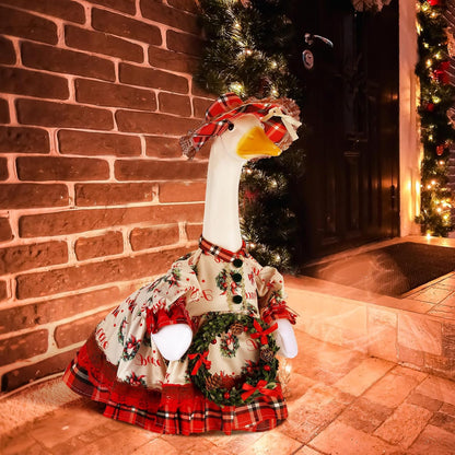 Suzile Christmas Wreath Outfit Clothes for 23 Inch High Cement or Plastic Geese Ghost Lawn Porch Goose Clothes Halloween Costume