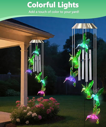 Nacome Wind Chimes for Outside: Tubes Memorial Wind Bell Birthday Gifts for Mom Mother Grandma Women Christmas,Yard Garden Decor Indoor/Outdoor(Hummingbird)
