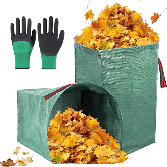 2 Pack 72 Gallons Reusable Yard Waste Bags,Heavy Duty Lawn and Leaf Bags,Dustpan-Type Garden Bag with Reinforced Handles for Collecting Leaves,Branch Debris,Grass Clippings (72 Gallons)
