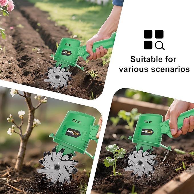 20V Cordless Tiller Cultivator for Gardening, Electric Garden Tiller with 2 x 2.0Ah Batteries & Charger, Garden Rototiller for Lawn Gardening Soil Cultivation