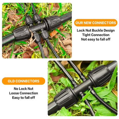 Drip Irrigation Fittings for 1/2 Inch to 1/4 Inch Tubing Reducing Tee：1/2" (1/2" ID x 0.65" OD) to 1/4" Drip Line Anti-drop Locked Nut Barbed Reducer 6 Way Tee Connectors (12 Pack)