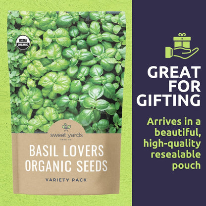 Organic Basil Seeds Variety Pack - 8 Individual Packs - 2025 Season - Genovese, Thai, Lemon, Greek, Cinnamon and More! for Indoor & Outdoor Planting (Non-GMO, Certified Organic)