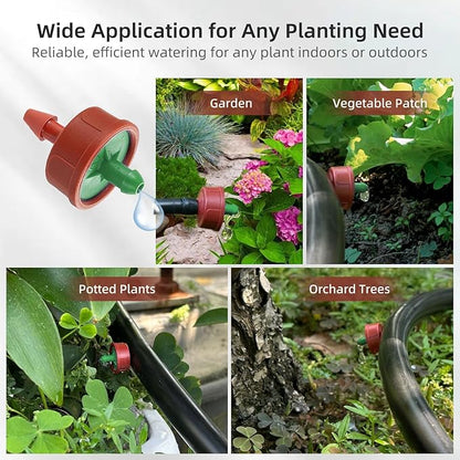 60PCS 0.25 GPH Pressure Compensating Drip Irrigation Spot Watering Drippers/Emitters, Self-Cleaning Constant Flow Drip Irrigation Emitters Heads Irrigation Drippers Parts for Drip Irrigation System