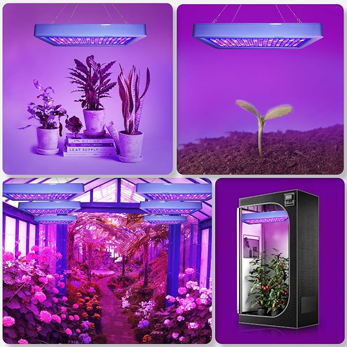 B1500W LED Plant Grow Light Dimmable,Best Grow Lights for Indoor Plants Full Spectrum, Seed Starting Seedlings Vegetable Hanging Growing Lamps, Double Switch Grow Light for Indoor Plants