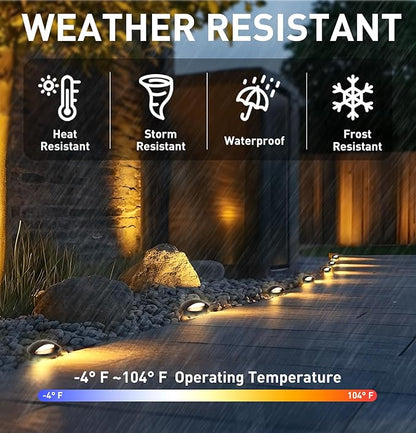 CLOUDY BAY [6 Pack] 5W Well Lights Low Voltage Landscape Lighting,12V-24V Waterproof Outdoor Side-lit Light,27-50K 5CCT In Ground Lights for Fence Pathway Deck, IP67 Rating, ORB,Transformer Excluded