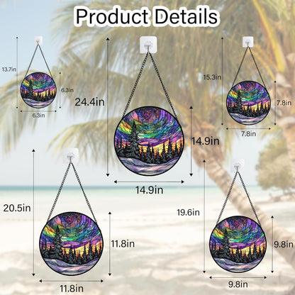 Stained Glass Window Hanging, Van Gogh Night Scene Sun Catchers Colorful Glass Panel Starry Sky Suncatcher Decor for Birthday for Women, Men, Wife, Aunt, and Mom 14.9x14.9 in