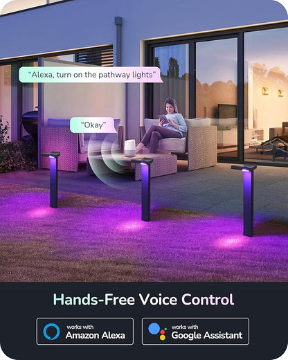 EDISHINE Smart Halloween Landscape Path Lights, RGBW 350LM Plug in LED Pathway Lights, APP Control, Compatible with Alexa & Google, Music Sync, Waterproof Aluminum Outdoor Landscape Lighting for Yard