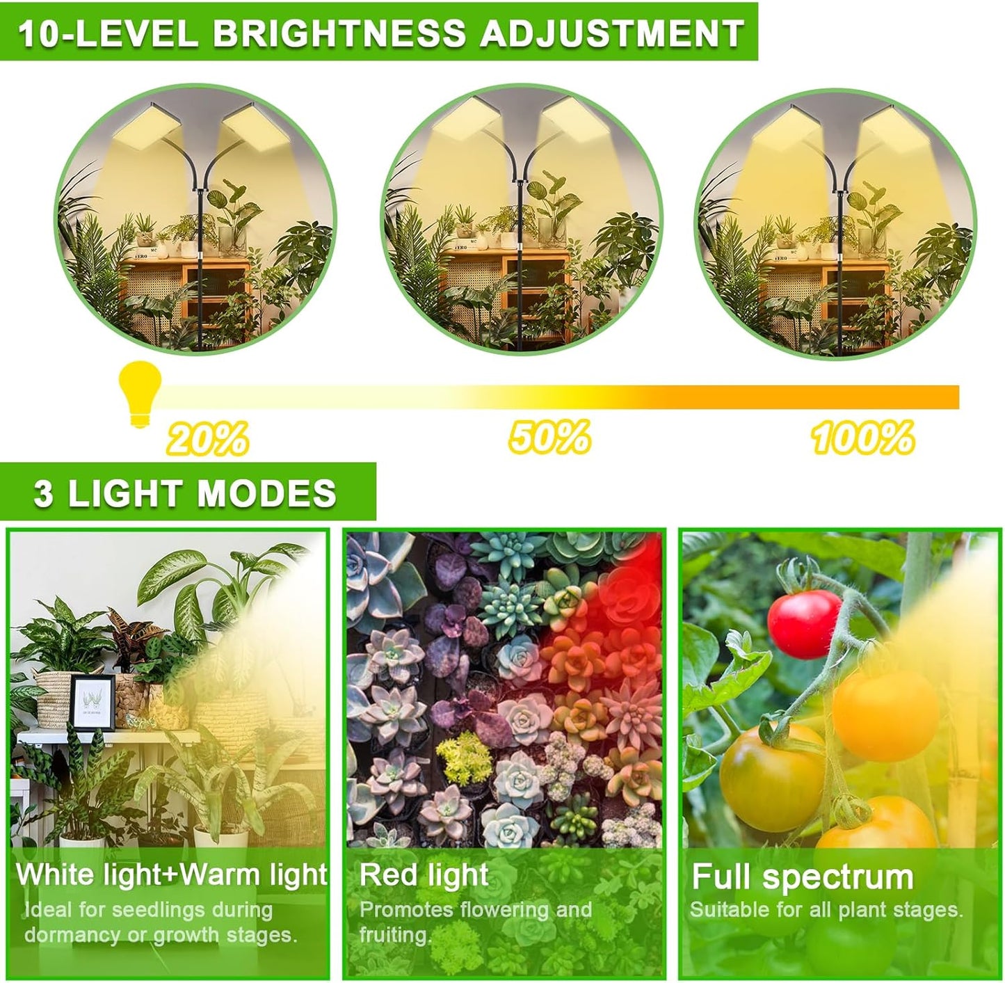 yadoker Grow Light for Indoor Plants,572 LEDs Full Spectrum Standing Plant Grow Light with 4/8/12H Timer,10-Level Brightness, 51" Adjustable,Flow Grow Lamp for Tall Large Indoor Plants