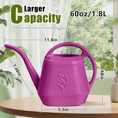 Plastic Watering Can - for Home Plant Garden - 1/2 Gallon - Rose Red
