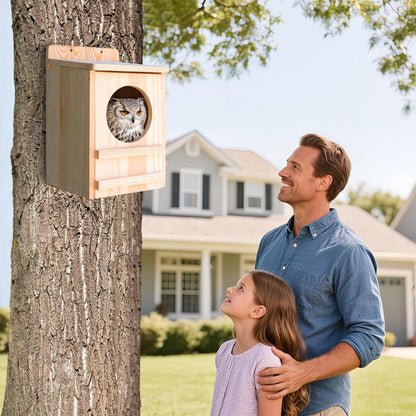 Premium Cedar Owl House Outdoor - Handcrafted Large Owl Nesting Box, Perfect for Barn Owls, Screech Owls, and Backyard Birds (14.5" x 9" x 8.6")