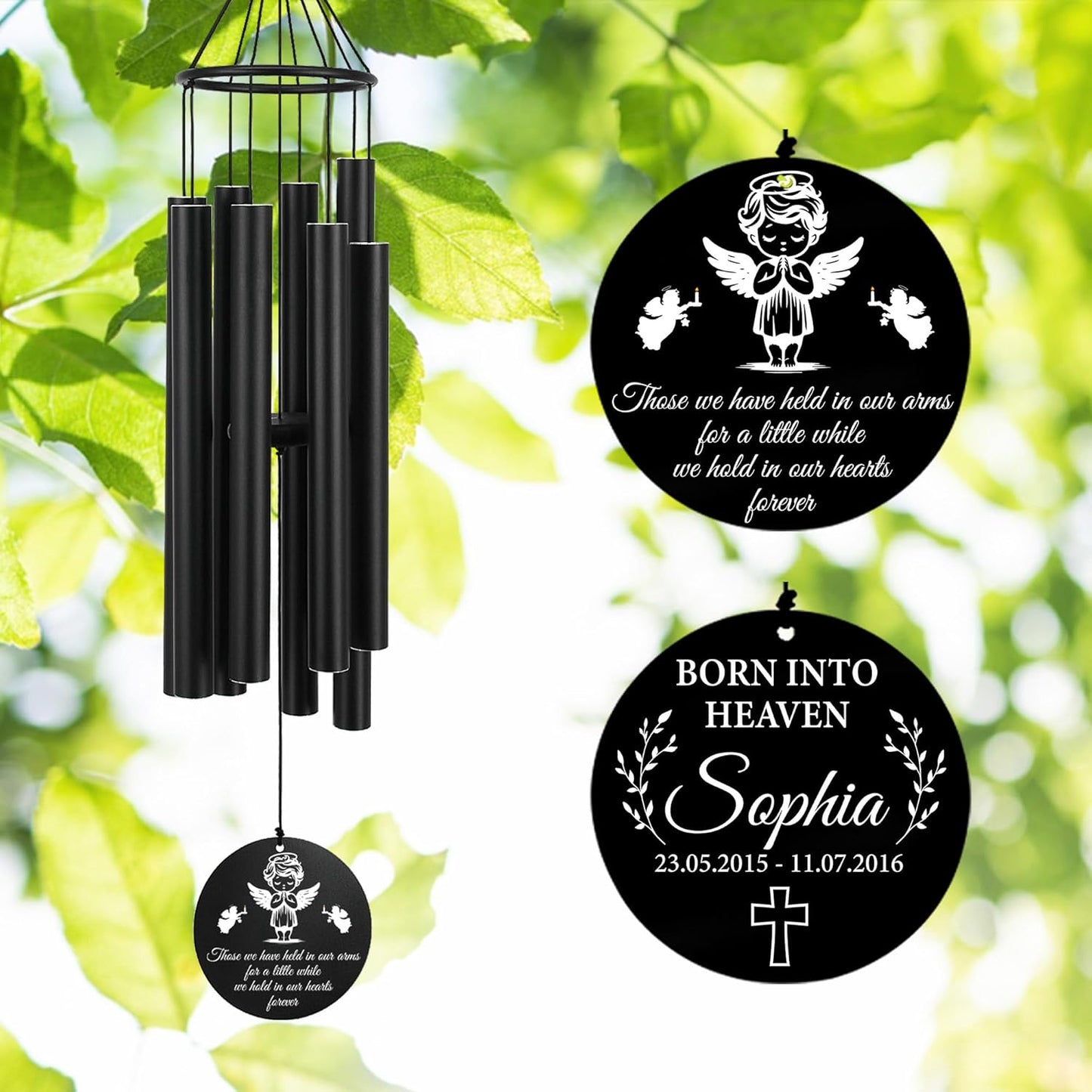 Personalized 36" Memorial Wind Chimes for Outside, Sympathy and Bereavement Gift for Loss of Loved One, A Thoughtful Remembrance of Mother, Father or Husband for Garden and Patio