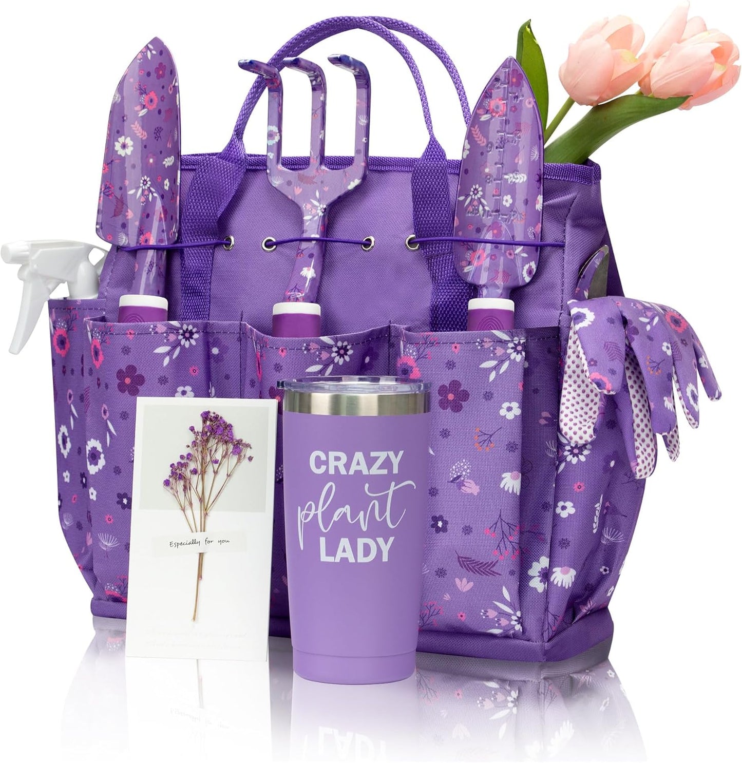 Gardening Gifts for Women, Garden Tool Set, Heavy Duty Gardening Hand Tools with Garden Tool Bag, Purple