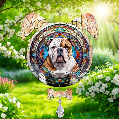 Bulldog Dog Ears Wind Spinner, Bulldog Wind Spinner Hanging for Yard and Garden