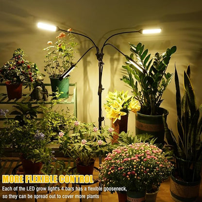 Grow Lights for Indoor Plants, Full Spectrum led Grow Light with Stand (4 Heads Light)