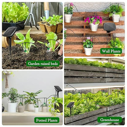 Solar Drip Irrigation System for Garden, Automatic Drip Irrigation Kits,Plants Self Watering Devices for Vacation,Solar Powered Water Pump for Potted Plants,Raised Beds,Greenhouse (15 Pots)