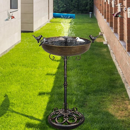 Cast Iron Bird Bath, Bird Baths for Outdoor, Metal Bird Bath with Bird Statues Bird Bath and Bird Feeder Bowl Tray Yard Garden Lawn Outside Decoration