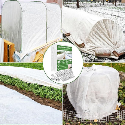 Plant Covers Freeze Protection 10 x 50Ft with 20 Stainless Steel Clip- Frost Cloth Plant Blankets Garden Fabric Freeze Cover for Outdoor Plant Raised Bed Greenhouse Winter Frost Sun Protection