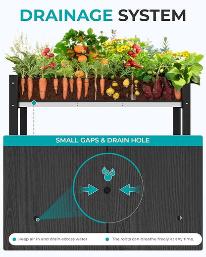 SERWALL Raised Garden Bed, HDPE Raised Bed for Gardening All Weather Use- Black