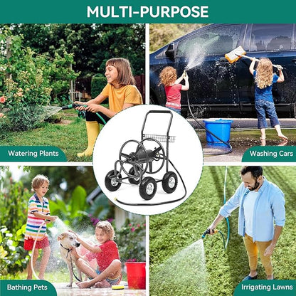 250FT Garden Hose Reel Cart with 10" Pneumatic Tires, Heavy-Duty Steel Frame for Tangle-Free Water Hose Storage, Easy-Rolling Lawn & Yard Hose Holder