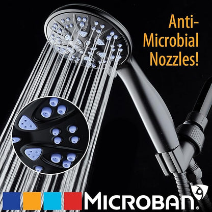 AquaDance Antimicrobial/Anti-Clog High-Pressure 6-setting Hand Shower with Nozzle Protection from Growth of Mold, Mildew & Bacteria for Stronger Shower! - Sunset Blue