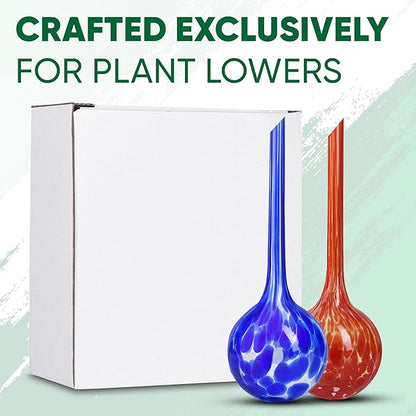 Plant Watering Globes Set of 2 - Large Self Watering Globes for Indoor & Outdoor Plants - Multicolored, Automatic, Glass Watering Bulbs for Daily Use, Plant Watering Devices