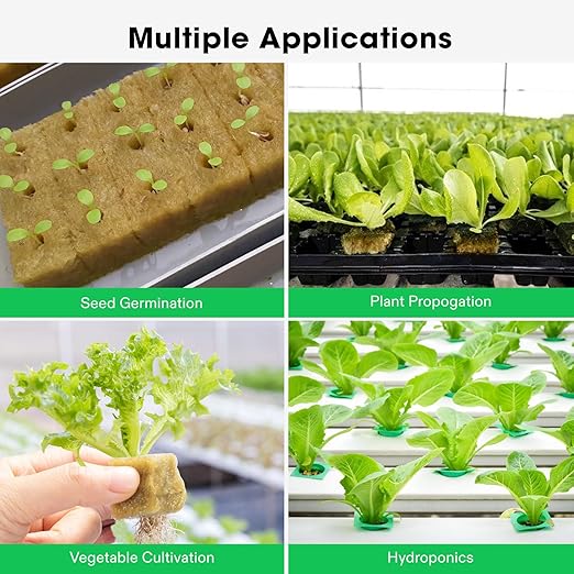 VIVOSUN 1 Inch Rockwool Cubes, Grow Cubes for Hydroponics, Cuttings, Cloning, Plant Propagation, Seed Startling, 2 Sheets 100 Plugs