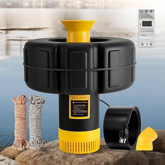 Pond Fountain Aerator, 1HP 15000 GPH Fountain Pump with Timer, 15A/110V 100FT power cord, 2 Spray Patterns, Energy-Efficient Water Circulation for Ponds & Lakes