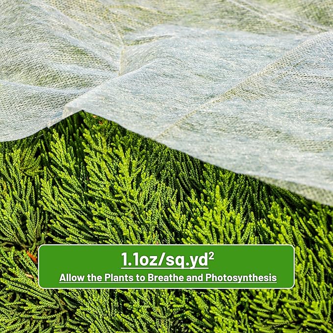 SnugNiture Plant Covers Freeze Protection, 10ft x 50ft 1.1oz/yd² Frost Cloth for Outdoor Plants, Floating Row Cover Frost Blanket for Winter Garden Vegetables Protection