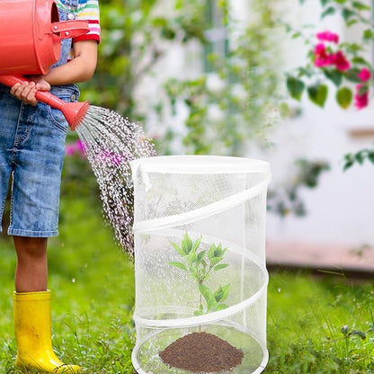 Pop up Plant Cover Net, 4 Pack White Round Foldable Net Cover to Prevent Animal Damage, Garden Plant Protection Cover with Stakes for Outdoor Plants