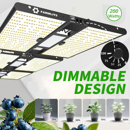 FARMLITE Grow Light for Indoor Plants Quantum Board Grow Light Full Spectrum Led Grow Lights Growing Lamp Daisy Chain Dimmable (200Watts)