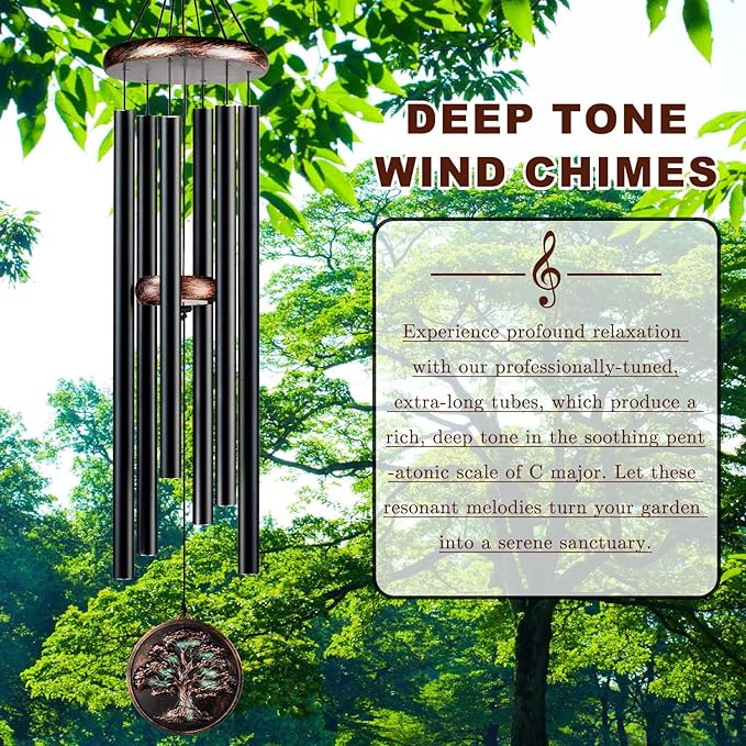 Large Wind Chimes for Outside, 48" Vintage Tree of Life Deep Tone Wind Chime Outdoor Clearance with Heavy Tubes, Patio Porch Garden Decoration, Memorial Gifts for Women Men Mom