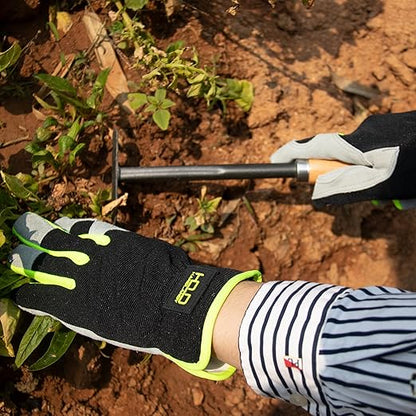 HLDD HANDLANDY 2 Pairs Leather Gardening Gloves for Men, Utility Work Gloves for Gardening, Yardwork, Construction, Mechanics, Great Garden Gifts for Men Women