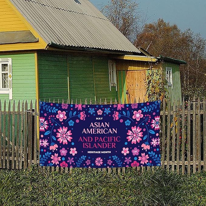 Asian Asian American and Pacific Islander Heritage Month Banner 3 x 6 ft Outdoor Yard Garden Flag Party Decoration Poster