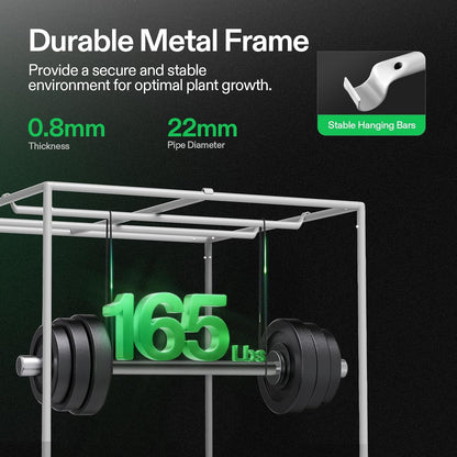 VIVOSUN G558 60"x60"x80" Grow Tent, 5x5 FT Advanced Gray Mylar Hydroponic Tent with 22mm Thickened Poles, Observation Window and Floor Tray for Plants for VSF6450