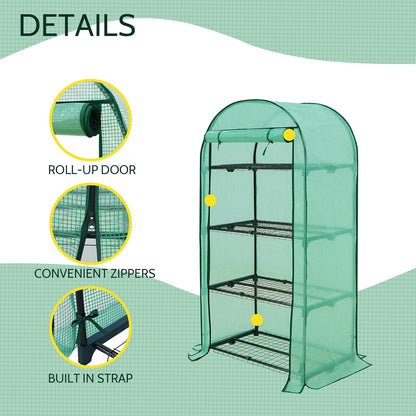 EAGLE PEAK 4-Tier Mini Greenhouse Portable Green House with Shelves & Weather-Resistant PE Cover, Small Greenhouse for Seedlings & Gardening Gifts, 32x18x63 in, Clear/Green