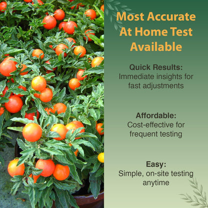 Premium Soil Test Kit: 40 Complete Tests for Lawns, Gardens, and Vegetables. Tests for Ammonia Nitrogen, pH, Phosphorus, and Potassium.